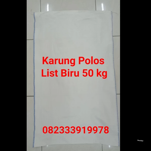 Karung Plastik Polos List biru 50 kg 