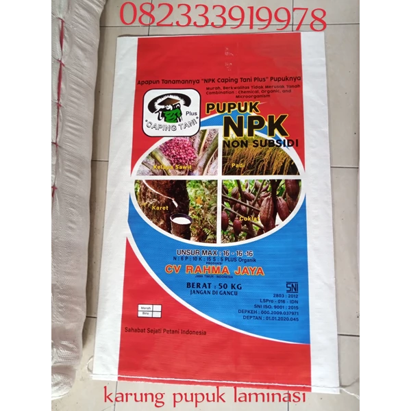 50.kg laminated plastic fertilizer sacks brand Caping Tani