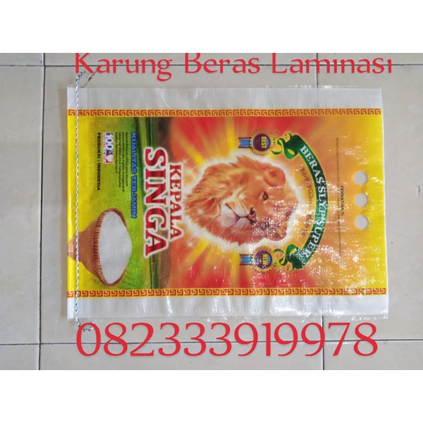 Selling fully laminated rice plastic sack 5 kg lion head stamp - PT SINAR SURYA ABADI SEJAHTERA