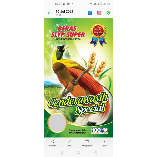 Cheap 10 kg Cendrawasih brand laminated rice sack