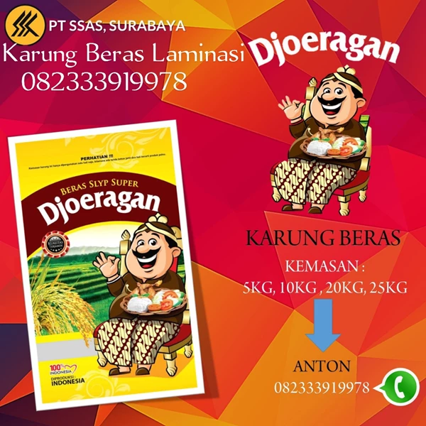Djoeragan stamped laminated rice sack 25 kg