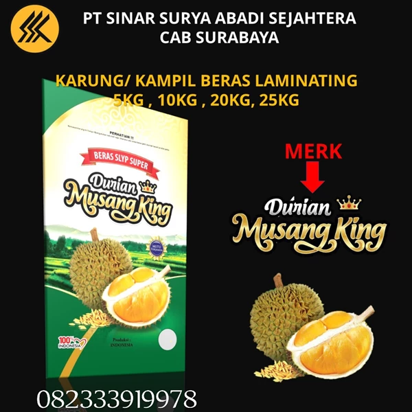 Laminated rice sack 5  kg civet king durian