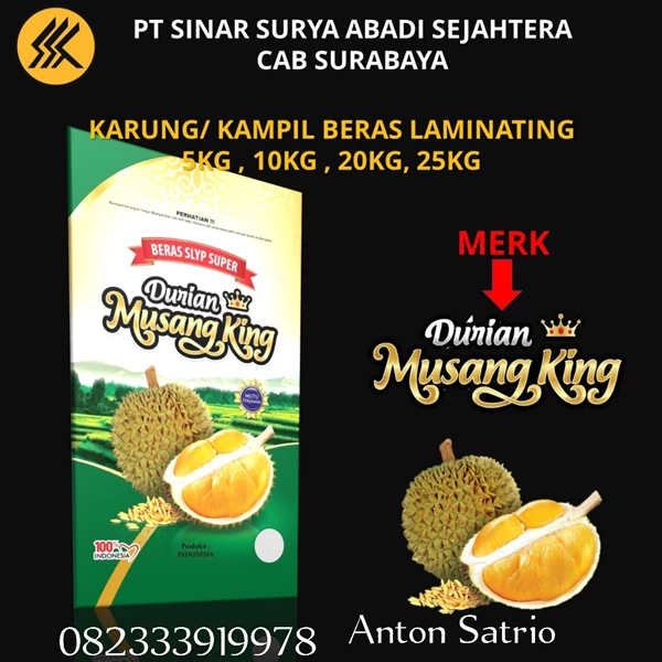 Laminated rice sack 10 kg civet king durian